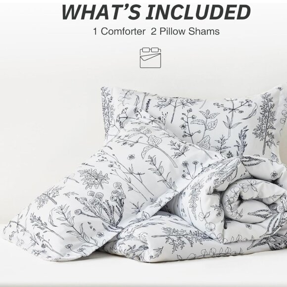 White Flowers 3 Pieces Bedding Set - Picture 4 of 8